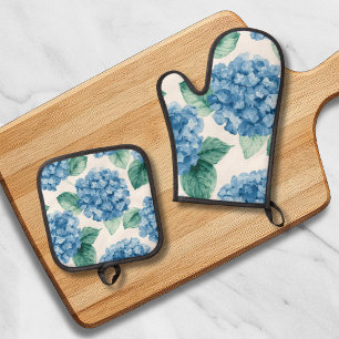 Hortensia Blues Bloemschildering in Waterverf Bota Ovenwant & Pannenlap Set