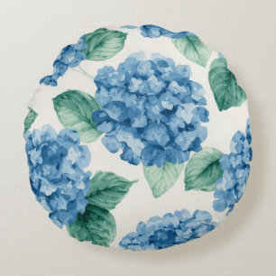 Hortensia Blues Bloemschildering in Waterverf Bota Rond Kussen
