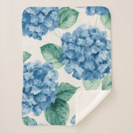 Hortensia Blues Bloemschildering in Waterverf Bota Sherpa Deken