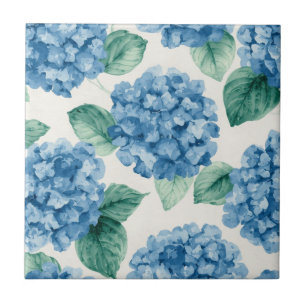 Hortensia Blues Bloemschildering in Waterverf Bota Tegeltje