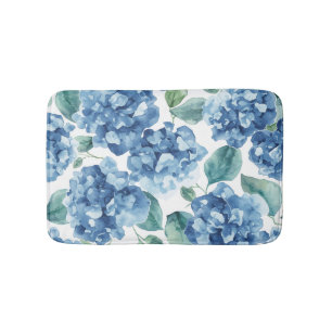 Hortensia Blues   Waterverf Bloemen Bloem Patroon Badmat