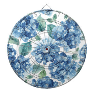 Hortensia Blues Waterverf Bloemen Bloem Patroon Dartbord