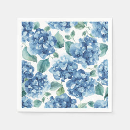 Hortensia Blues | Waterverf Bloemen Bloem Patroon Servet