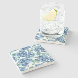 Hortensia Blues | Waterverf Bloemen Bloem Patroon Stenen Onderzetter