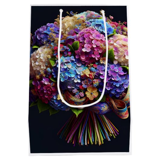 Hortensia boeket, door Natasha Us Medium Cadeauzakje (Achterkant)