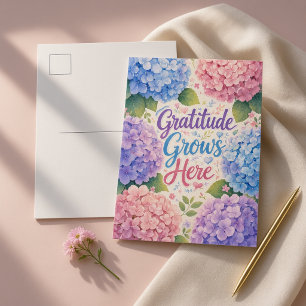 Hortensia: Dankbaarheid groeit hier Briefkaart