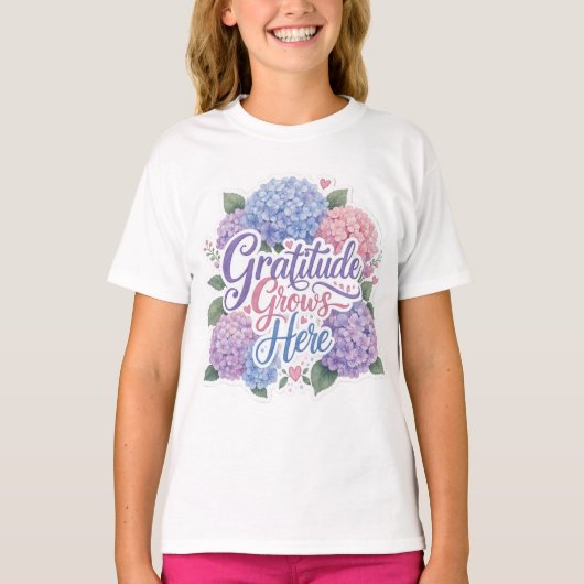 Hortensia: Dankbaarheid groeit hier T-shirt (Voorkant)