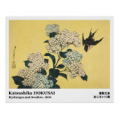 Hortensia en zwaluw van Hokusai Perfect Poster (Voorkant)