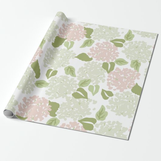  hortensia floral preppy classic cadeaupapier (Uitgerold)
