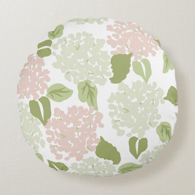  hortensia floral preppy classic rond kussen (Voorkant)