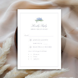 Hortensia Formeel Blauw Frame Kust Bruiloftsmaalti RSVP Kaartje