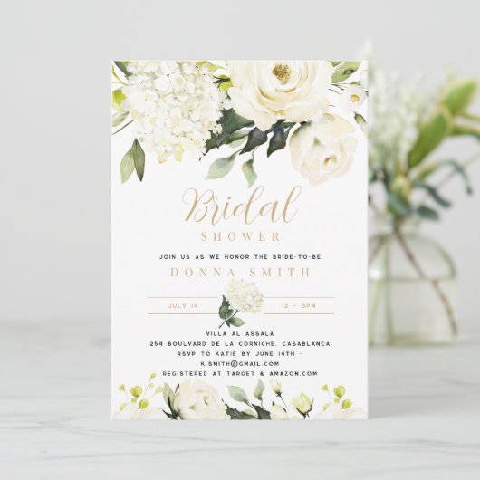 Hortensia & Groene Bruidsmeisjesborrel Kaart (Staand voorkant)