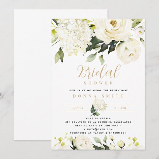 Hortensia & Groene Bruidsmeisjesborrel Kaart (Voorkant / Achterkant)