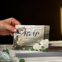 Hortensia Hoefijzer Houten Bruiloft RSVP Hoogachte Kaartje
