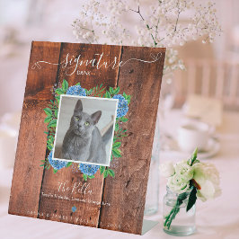 Hortensia Houten Trouwfoto Huisdier Signature Dran Reclamebord Met Voetstuk