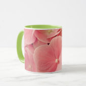 Hortensia Hydrangea roze pastelkleurige bloemen bl Mok (Voorkant links)