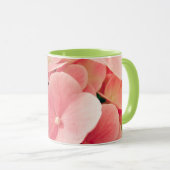 Hortensia Hydrangea roze pastelkleurige bloemen bl Mok (Voorkant rechts)