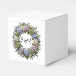 Hortensia Krans Monogram Trouwgunst Doos Bedankdoosjes