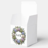 Hortensia Krans Monogram Trouwgunst Doos Bedankdoosjes (Geopend)
