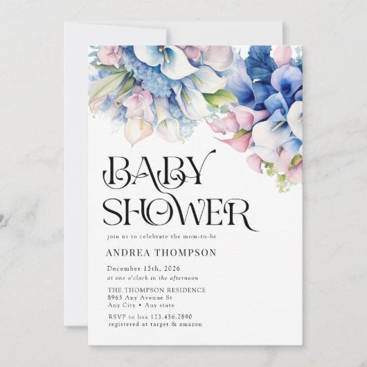 hortensia | Lelies Floral | BABY SHOWER WATERVERF Kaart (Voorkant)