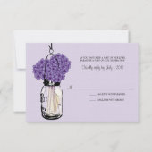 Hortensia & Mason Jar Huwelijksreactie RSVP Kaartje (Voorkant)