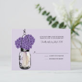 Hortensia & Mason Jar Huwelijksreactie RSVP Kaartje (Staand voorkant)