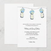 Hortensia & Mason Jar Huwelijksreceptie Kaart (Voorkant / Achterkant)