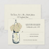 Hortensia & Mason Pot Huwelijk RSVP Kaartje (Voorkant / Achterkant)