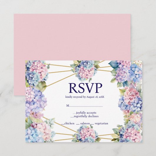 Hortensia Menu Keuze RSVP Reactiekaart (Voorkant / Achterkant)