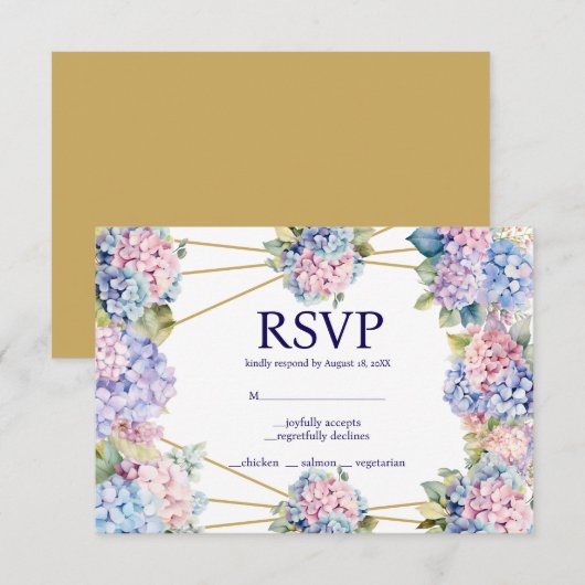 Hortensia Menu Keuzes RSVP Antwoordkaart (Voorkant / Achterkant)