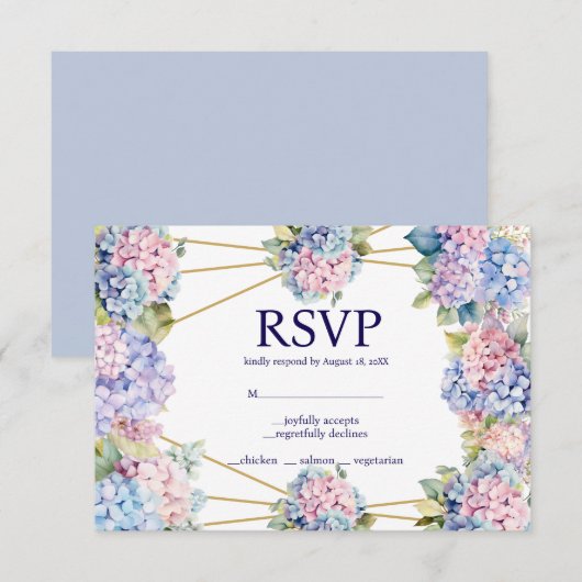 Hortensia Menu Keuzes RSVP Antwoordkaart (Voorkant / Achterkant)