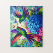 Hortensia met paar kolibries legpuzzel (Verticaal)