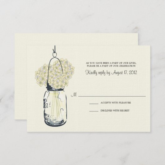 Hortensia & Metselpot Bruiloft RSVP (Voorkant / Achterkant)