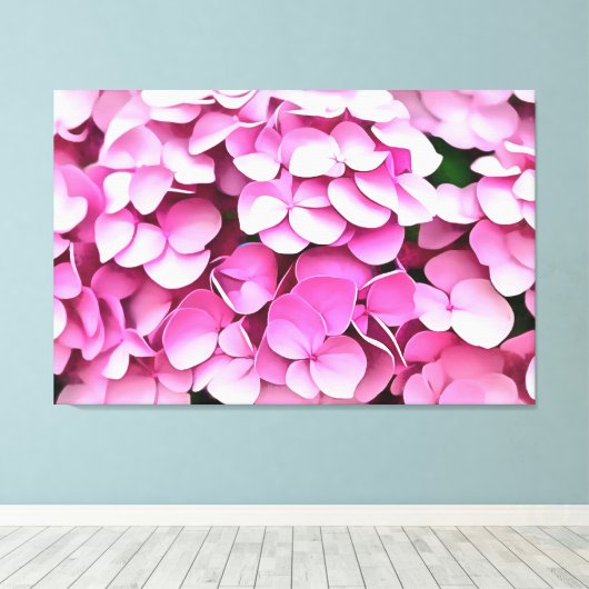 Hortensia Pink Petals Artistisch Abstract Canvas Afdruk (Insitu (Houten vloer))