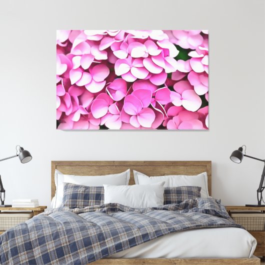 Hortensia Pink Petals Artistisch Abstract Canvas Afdruk (Insitu (Slaapkamer))