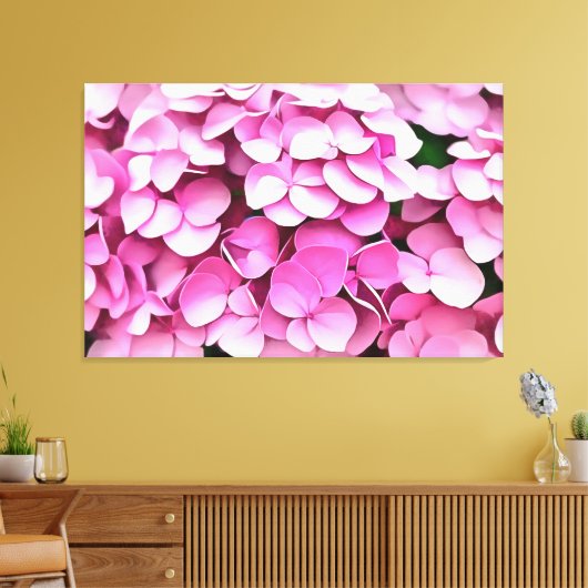 Hortensia Pink Petals Artistisch Abstract Canvas Afdruk (Insitu (Woonkamer))
