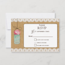 hortensia Rustic mason potten bruiloft RSVP 3.5 x 