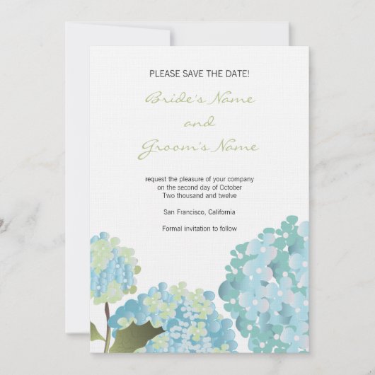 Hortensia Save the Date Trouw Aankondiging (Voorkant)