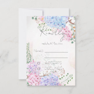 Hortensia schilderijen Huwelijk RSVP kaart