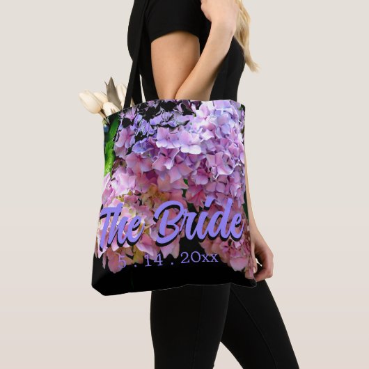 Hortensia tuin roze blauw paars bloem, Bruid Tote Bag (Dichtbij)