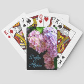 Hortensia tuin, roze, blauwe, paarse bloemen pokerkaarten (Achterkant)