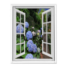 Hortensia Tuin Uitzicht Nep Raam