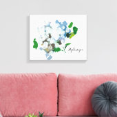 Hortensia Watercolor Canvas Print (Insitu (Woonkamer))