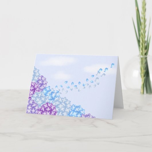 Hortensia's en vlinders Wenskaart Kaart (Voorkant)