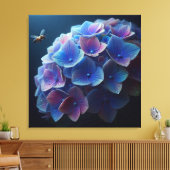 Hortensia's Floral Paarse en Blauw Canvas Afdruk (Insitu (Woonkamer))
