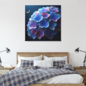 Hortensia's Floral Paarse en Blauw Canvas Afdruk (Insitu (Slaapkamer))
