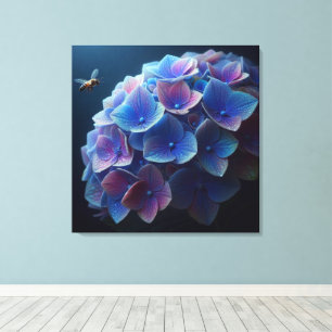 Hortensia's Floral Paarse en Blauw Canvas Afdruk