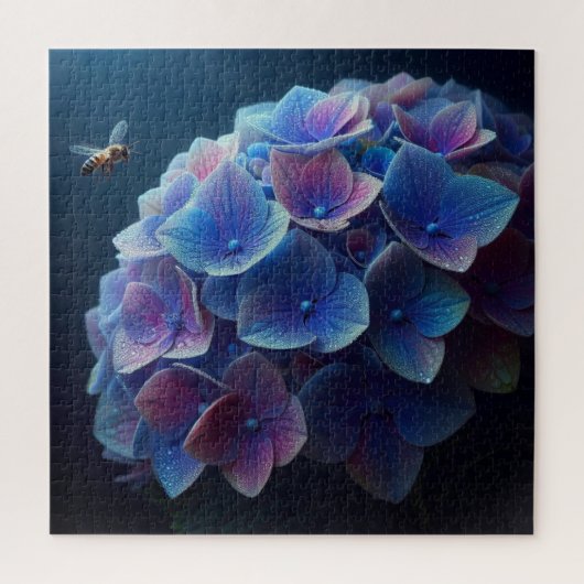 Hortensia's Floral Paarse en Blauw Legpuzzel (Verticaal)