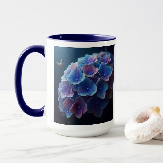 Hortensia's Floral Paarse en Blauw Mok (Met donut)