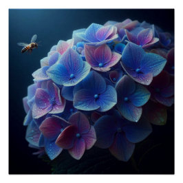 Hortensia's Floral Paarse en Blauw Perfect Poster